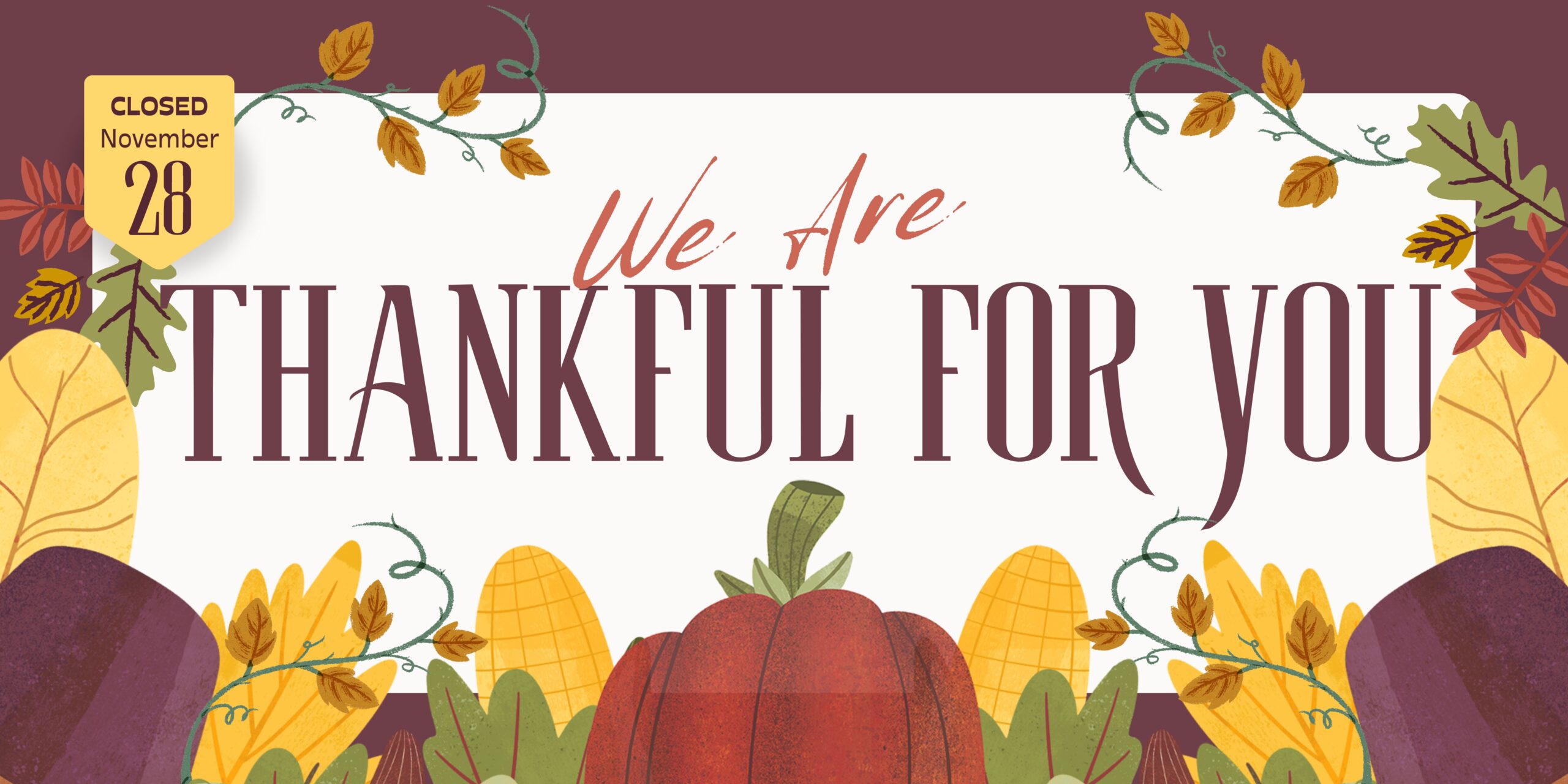 Brown Organic Illustrative Thanksgiving Banner